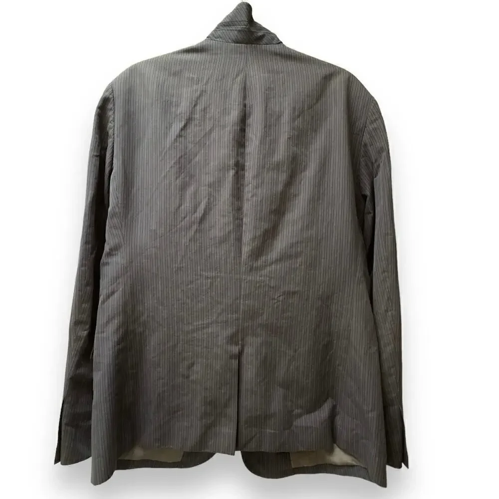 John Varvatos Star USA 5 Pocket Zip Button Linen Blue PinStripe Blazer Jacket 42
